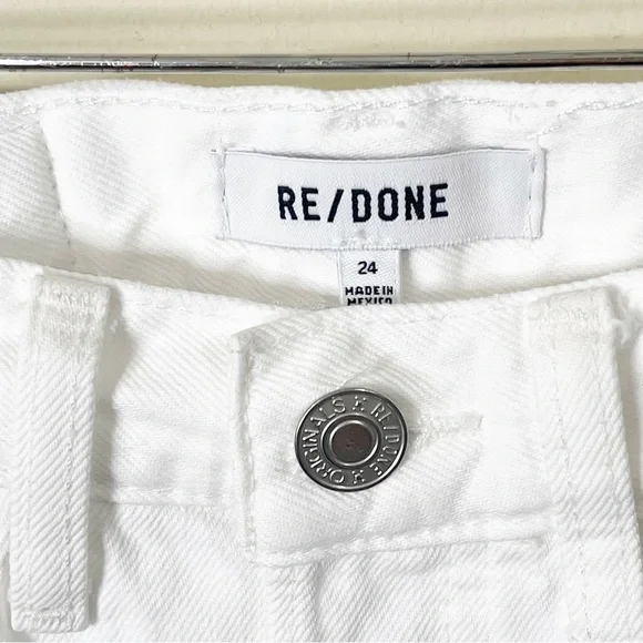 RE/DONE White Distressed 90's High Rise Loose Jeans in White With Rips Size 24 - Picture 5 of 10